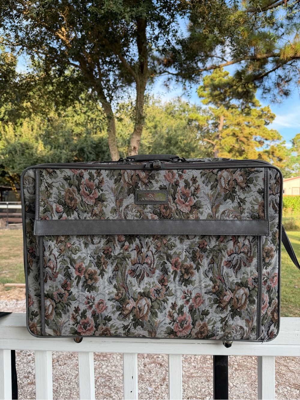 Jordache 1980s vintage -luggage Floral tapestry fabric